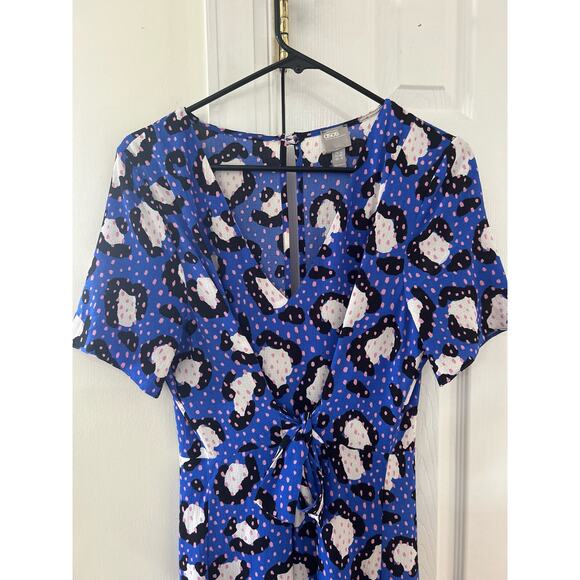 ASOS Electric Blue Pink Polka Dot Wide Leg Leopard Jumpsuit - Picture 5 of 12
